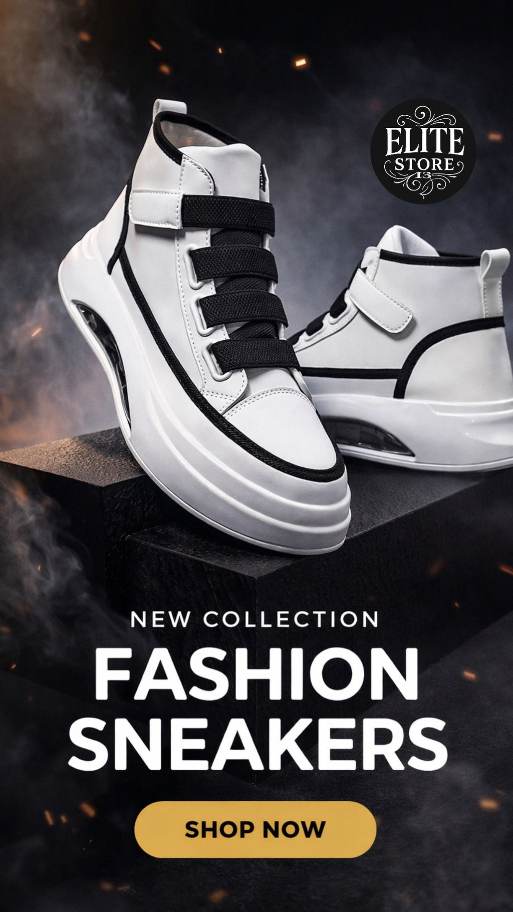 Zapatillas Urbanas "Neo-Velcro" – Edición White & Black Tech